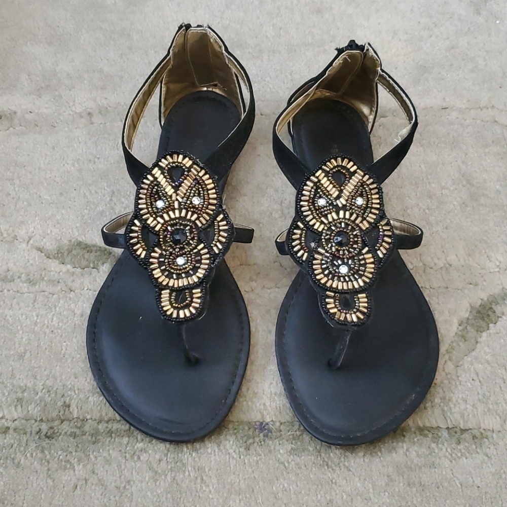 Dress Barn Blacke beaded sandles